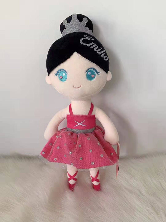 Personalised Rose Red Ballerina Doll — side view