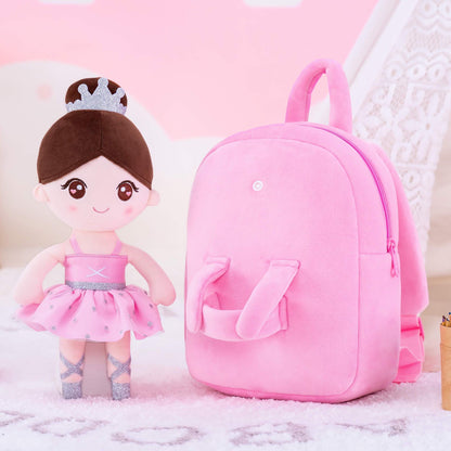 Personalised Pink Ballerina Doll + Backpack — close-up