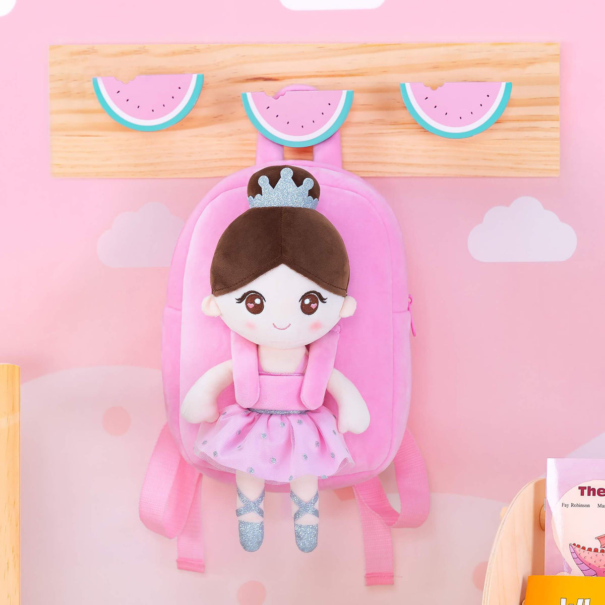 Personalised Pink Ballerina Doll + Backpack — back view