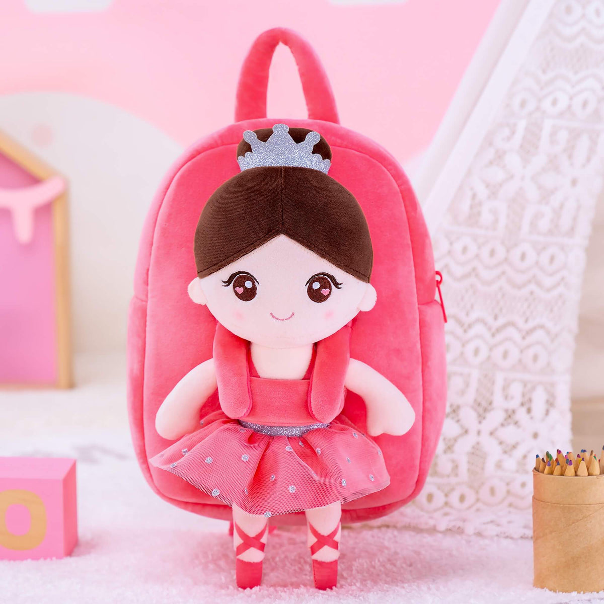Personalised Watermelon Red Ballerina Doll + Backpack
