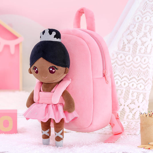 Personalised Coffee Ballerina Doll + Backpack — side view