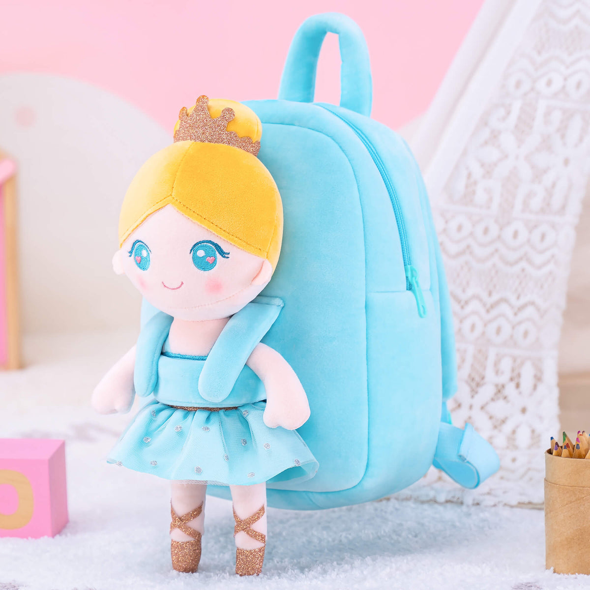 Sky Ballerina Doll + Backpack — side view