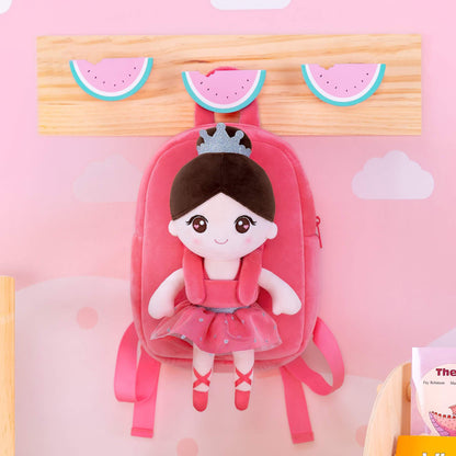 Personalised Watermelon Red Ballerina Doll + Backpack — back view