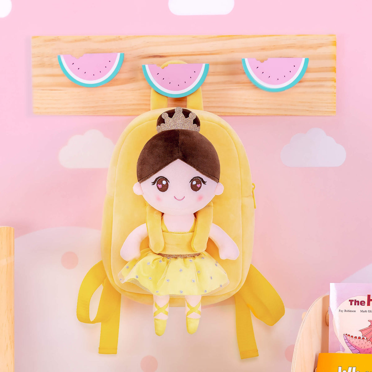 Yellow Ballerina Doll + Backpack — back view