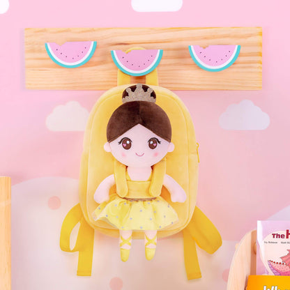 Personalised Yellow Ballerina Doll + Backpack — back view
