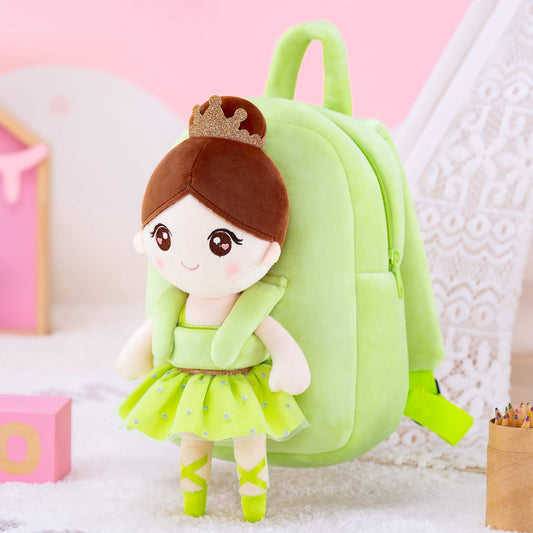 Green Ballerina Doll + Backpack — side view