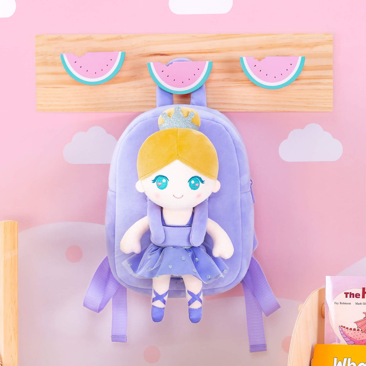 Purple Ballerina Doll + Backpack — back view