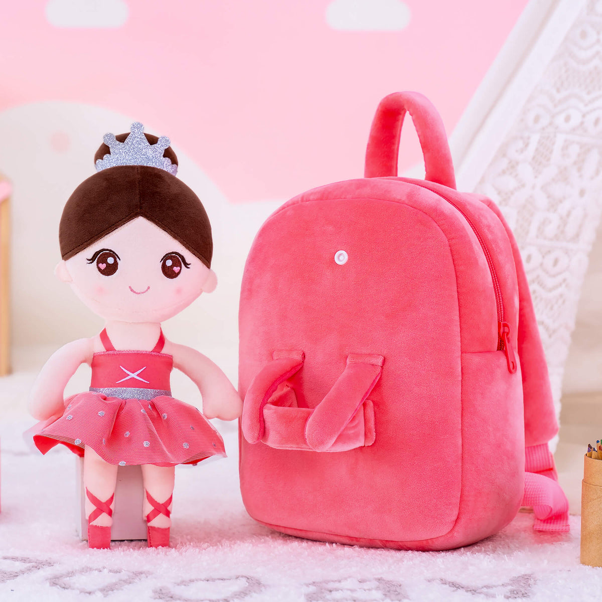 Watermelon Ballerina Doll + Backpack — close-up