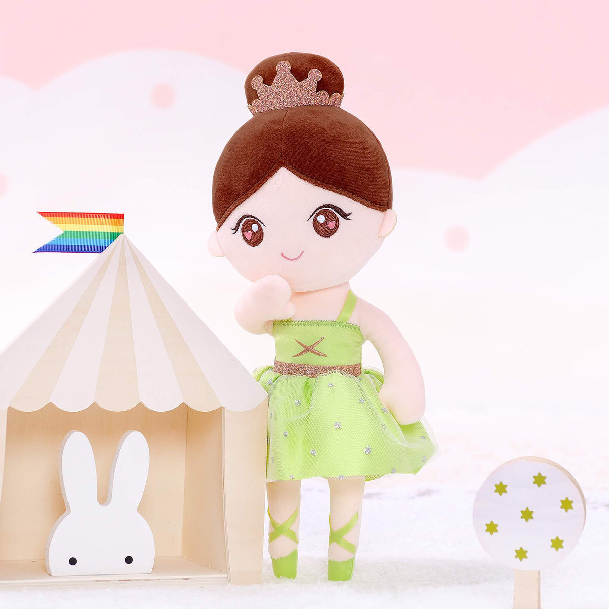 Personalised Green Ballerina Doll — side view
