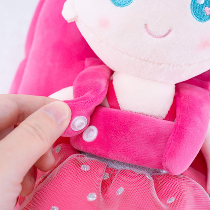 Personalised Rose Red Ballerina Doll + Backpack — detail
