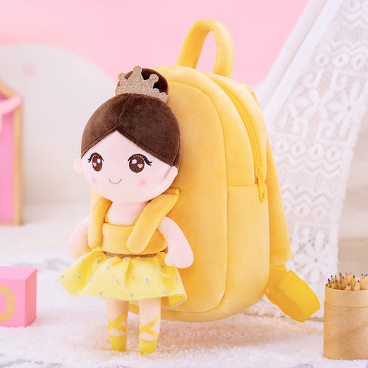 Personalised Yellow Ballerina Doll + Backpack — side view